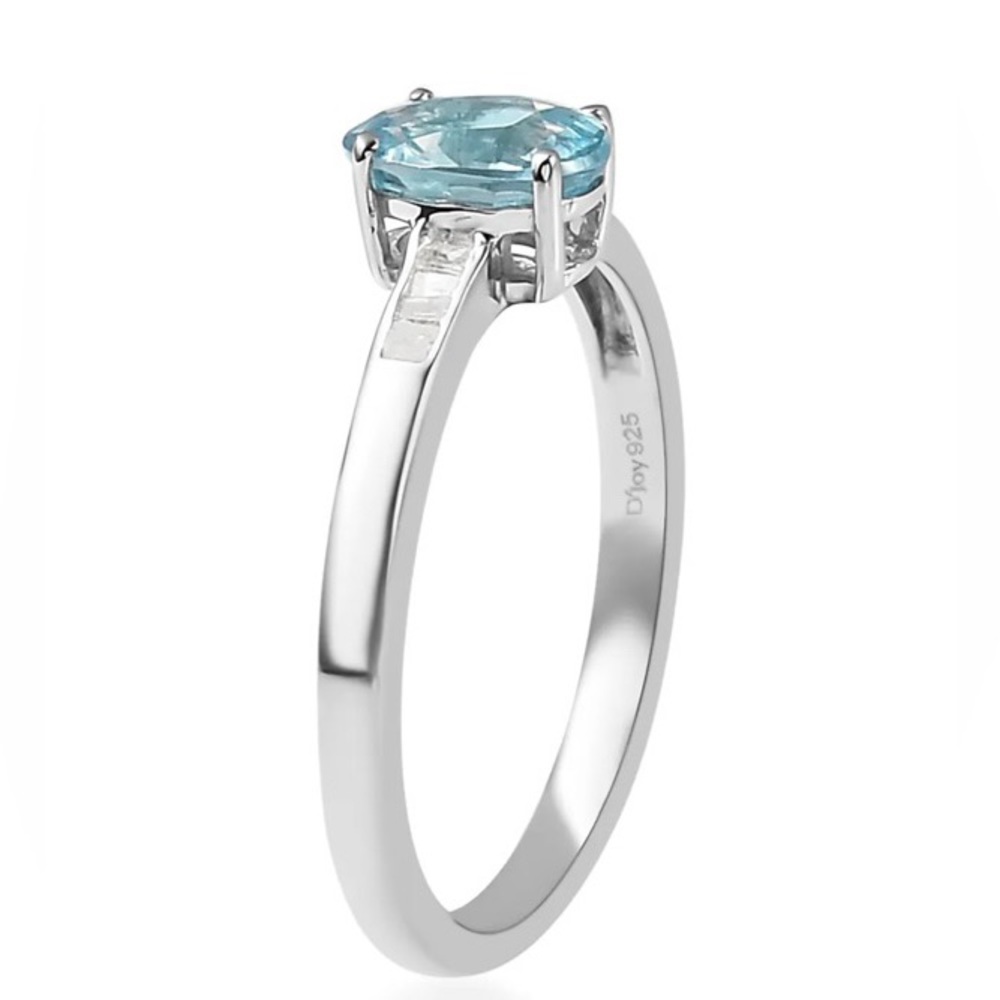 NWT Cambodian Blue Zircon & Diamond Ring in Platinum over .925 Sterling Silver! - Picture 3 of 9